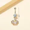 El Más Vendido de Amazon Botón de Ombligo Transfronterizo Europeo y Americano Clavo de Ombligo Acero Inoxidable Corona Incrustada con Circonio Anillo de Ombligo Joyería para Piercings Corporales