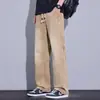 Calça Jeans Masculina Tendência Estilo Americano, Lançamento Verão 2026, Modelo Largo Reto Versátil Wide-Leg Casual para Homens