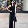 Moda Estilo Puro Desejo Vestido Regata Decote V de Alta Qualidade para Mulheres Verão Novo Divisão Transfronteiriça Sem Mangas Vestido Elegante