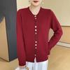 Nuevo Cardigan de Punto Retro Andy de Terciopelo para Otoño e Invierno 2025, Cuello Redondo, Manga Larga para Mujer, Botones de Color, Color Puro, Top Cálido