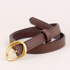 Cinturón de Cuero de Vaca Pequeño Semillado 2025 para Mujer, Cinturón Decorativo Versátil de Cuero Genuino para Jeans, Cinturón Delgado de Cuero Genuino