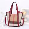 Bolso de Mujer Estilo Coreano Nuevo Transfronterizo Bolso de Gran Capacidad a Cuadros Cubo Lona Bolso de Mano para Mujer con Hombro Bolso Tote