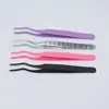 Pinzas de Acero Inoxidable Coloreadas Engrosadas Pinza de Codo Boca Plana para Pestañas y Cejas Postizas Pinzas para Manicura Hechas a Mano DIY