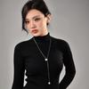 Cadena larga para suéter con cuentas cepilladas directas de fábrica, tirador de perlas, temperamento de lujo ligero, otoño e invierno, collar comodín, accesorios para mujer