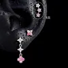 Pendientes de trébol de cuatro hojas de color degradado con circonita cúbica, acero de titanio 316L, adecuados para orejas perforadas, tachuelas para cartílago de la oreja, pendientes de acero de titanio de grado médico