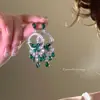 Brincos de Borla com Franjas de Zircônia Esmeralda Ultra Resistentes para Mulheres, Luxo Acessível, High-End, Brincos Elegantes e Atmosféricos, Brincos Únicos