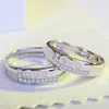Anillo de pareja coreano con microdiamantes, anillo de confesión con letras inglesas y apertura ajustable, anillo de diamantes para el dedo índice.