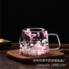 Taza Transparente de Flor Seca Perlada Comercio Exterior al por Mayor Taza de Jugo de Alto Borosilicato Recuerdo de Alto Valor Taza de Flor Real de Doble Pared Aislante