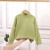 Camiseta de base infantil de veludo outono e inverno para crianças médias e grandes, listrada, gola alta, manga longa, top para meninos e meninas, roupas quentes de outono