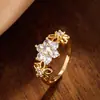 Anillo de moda exagerado con circonita incrustada a mano de estilo europeo y americano para mujer, con diamantes de simulación