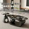 Mesa de centro ovalada de cristal templado con cristales de lujo ligero estilo italiano, creativa, para sala de estar, uso doméstico, con una estética de alta gama