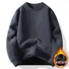 Directo de Fábrica Nuevo Suéter para Hombre de Cuello Redondo Otoño Invierno Plus Terciopelo Engrosado Cálido Casual Tejido de Punto Capa Base de Moda