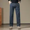 Elásticos, cálidos, suaves y amigables con la piel, confección 3D de proteína de lana, jeans casuales rectos holgados de talle alto para hombre
