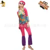 Cosplay de Menina Grande Fantasia Hippie Festa de Carnaval Adulta Feminina Cor Hippie Roupas para Performance de Palco