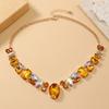 Moderna Exagerada Estilo Europeo y Americano Más Vendida Retro Francés Lujo Ligero Diamante Colorido Fiesta Moda Versátil Collar para Mujer