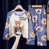 Pijamas de Primavera e Outono para Meninas Pijamas Infantis para Meninas de Manga Comprida Grupo de Meninas Caçadoras de Bruxas Desenho Animado Conjunto de Roupa de Casa para Crianças Mais Velhas