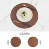Mantel individual de cuero de doble cara para manualidades, tapete para taza de té, impermeable y a prueba de aceite, tapete de mesa con aislamiento térmico para restaurante occidental, tapete para tazón de comida, posavasos