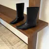 Nuevas Botas de Tejido Holgadas con Tacón de Cuña Rectas hasta Media Pantorrilla Otoño/Invierno 2026 Botas de Moda para Mujer con Punta Cuadrada y Tacón Bajo