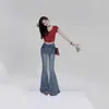Moda 2024 Novo Design de Cintura Alta Jeans Micro-La Slim-Fit Aparência Magra Alto Versátil Tendência Calças Stretch em Formato de Ferradura
