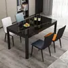 Juego de mesa y sillas de comedor moderno y minimalista, apto para apartamentos pequeños, para 4 o 6 personas, mesa de comedor rectangular con tablero de vidrio templado