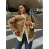 Atacado de Roupas Femininas Transfronteiriças 2026 Estilo Europeu e Americano Gola Redonda Pequeno Estilo Chanel Botão Decorativo Jaqueta Integrada de Couro e Pelo Roupa Externa Quente e Grossa