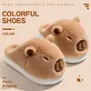 2026 Novas Pantufas de Algodão Capivara Femininas Pelúcia Casal Fofas Outono/Inverno Casa Quente Sapatos de Maternidade Masculinos