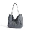 Bolsa Tote Jeans Lavado Estilo Japonês Transfronteiriça Feminina Literária Grande Capacidade Bolsa de Ombro Simples Moda Bolsa de Estudante