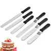 Espátula para Hornear con Mango Negro 6/8/10/12 Pulgadas Espátula Recta Espátula Curva de Acero Inoxidable Cuchillo para Decorar Pasteles Cuchillo Desmoldante