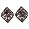 Elegantes Brincos de Cristal em Losango Preto, Nova Moda Tendência de Celebridade da Internet, Design de Nicho, Sensação de Alto Padrão, Fechos de Pressão e Tarraxas de Prata