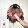 Peluca para Mujer, Cabello Corto Rizado Degradado Negro y Rosa, Parte Superior Completamente Rosa, Estilo Gato Siamés, Peluca de Gato Siamés Personalizada Transfronteriza