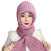 Sombrero femenino otoño e invierno sombrero de terciopelo de ardilla bufanda integrada sombrero de nieve sombrero de lana con forro polar hebilla protección para las orejas sombrero de punto