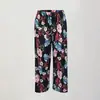 Comercio Exterior Tallas Grandes Adultos de Mediana Edad y Mayores Verano Transpirables Finos Pantalones de Flores de Nueve Puntos Pantalones de Mamá Pantalones Rectos Sueltos de Seda Helada