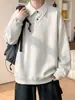 Sudadera polo gruesa de otoño para hombre, estilo americano, con cuello de camisa, diseño de dos piezas simulado, holgada de moda, chaqueta nueva 2026