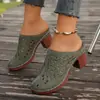 Sandalias de tirón con plataforma de tacón grueso para mujer de talla grande, nuevo estilo de verano 2026, sandalias ligeras y transpirables para exteriores para mujer