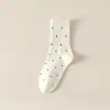 Meias de Renda para Mulheres, Meio da Panturrilha, Estilo Outono e Inverno, Meias Slouch Cinza Versáteis da Moda, Meias Longas com Laço de Bolinhas, Atacado Zhuji