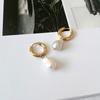 Pendientes de perlas naturales de agua dulce con diseño original de Dongdaemun, elegantes, simples, con personalidad, adelgazantes