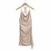 Vestido Feminino Verão 2024 Estilo Spice Girl Doce Puro Gola Swing com Correntes Decoração na Cintura Saia Elegante Sexy