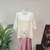 Zhi LiNova Camiseta Básica Jacquard Vazado Borboleta Manga Curta Estilo Chinês Novo Verão 2026 Novo Estilo Nacional Gola Redonda Top para Mulheres