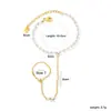 Pulsera de acero inoxidable con perlas entrelazadas, nicho transfronterizo, lujo ligero, joyería versátil y de alta gama para niñas, venta al por mayor
