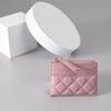 Billetera para Monedas de Mujer Aokaqi con Patrón de Rombo, Múltiples Ranuras para Tarjetas, Tarjetero de Piel de Oveja, Billetera con Cierre de Cremallera, Tarjetero Urbano Sencillo