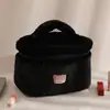 Bolsa de Maquiagem de Pelúcia Cor Sólida Estilo Coreano Portátil de Mão Bolsa de Armazenamento de Alta Aparência Grande Capacidade Bolsa de Armazenamento para Artigos de Higiene Pessoal para Mulheres