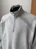 Moletom Pulôver Americano Desconstruído com Meio Zíper para Homem no Inverno com Forro de Lã e Espessado Cleanfit Silhueta Pesada Jaqueta com Gola Alta