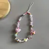 Corrente de Contas de Pato Rosa Ins Divertida e Fofa Cordão para Celular com Contas Pingente de Doce de Coração Joia Câmera Ccd