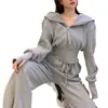 Sudadera Estilo Otoño Temprano Conjunto Deportivo Casual Femenino Celebridad de Internet Juguetón y Animado Pantalones de Pierna Ancha Conjunto de Dos Piezas