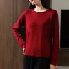 Nuevo Suéter de Lana de Cuello Redondo para Mujer Otoño/Invierno 2026, Suéter Casual de Punto Holgado de Manga Larga con Hilo Brillante y Diseño de Botones en los Puños