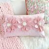 Almofada Decorativa Floral Estilo Francês Retro Luxo Leve Jardim de Monet, Estilo Pastoral, Almofada Rosa e Verde Delicada, Almofada para Sofá de Sala de Estar