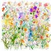 Pacote de 60 Adesivos de Flores em Aquarela Flor Silvestre Impermeável Transparente Pet Handbook Material de Flores Capa de Celular Estilo Ins Ins