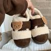 Zapatos de Algodón de Invierno para Mujer con Velcro y Bloques de Color Retro Estilo Coreano Cabeza de Oso Nueva Celebridad de Internet Cálido Ropa Exterior Estudiante Zapatos Birkenstock