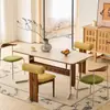 Mesa de Comedor Nórdica de Madera Maciza y Pizarra, Mesa de Comedor Creativa Vintage para Uso Doméstico en Apartamentos Pequeños, Mesa Pequeña Retro Japonesa para Casa de Huéspedes y Restaurante