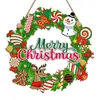 Decoración de Logo de Muñeco de Nieve Navideño Corona de Feliz Navidad Muñeco de Nieve de Pan de Jengibre Decoración de Caramelo de Menta Pared del Hogar Invierno